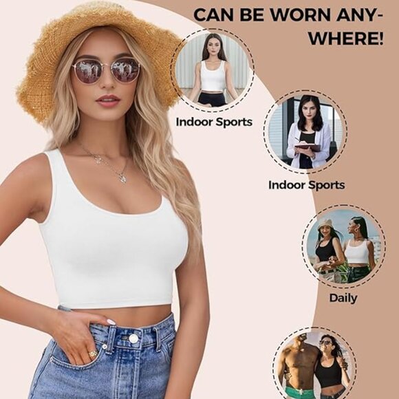 2-3Pcs Tank Tops for Women, U Neck Sleeveless Crop Tops - Picture 2 of 6